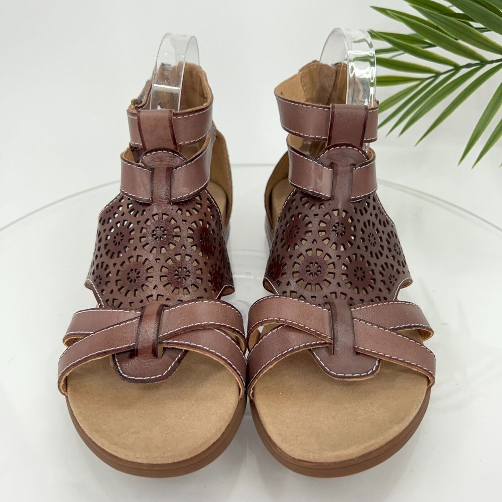 L'Artiste SpringStep Women's Dezra Sandal Size 40 10 Flat Brown Gladiator Shoes - Picture 4 of 15